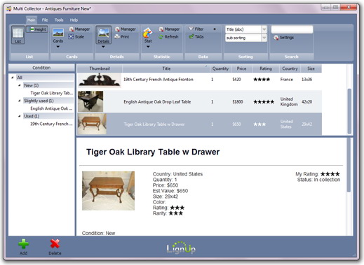 Antiques Inventory for Mac and Windows Application