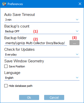 backup settings dialog