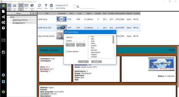 search setting dialog