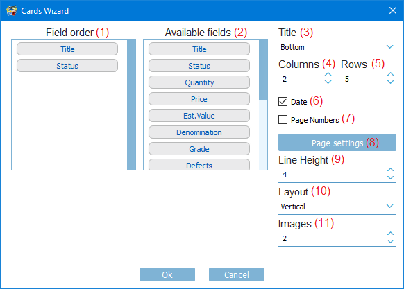 cards settings
